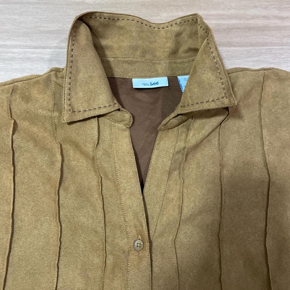 Vintage Ms. Lee Tan Faux Suede Button Down Shirt Size xl - Picture 2 of 5